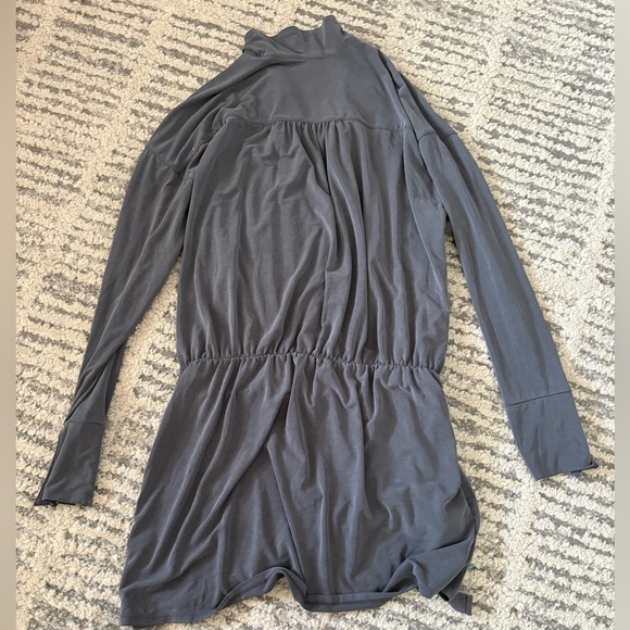 Free people blue gray long sleeve wrap collared dress size M - Picture 5 of 5